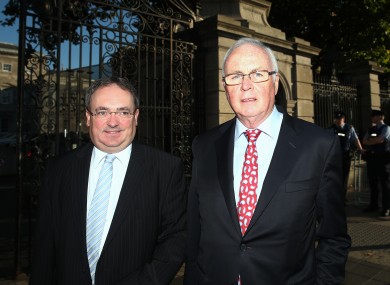 Nama Chairman Frank Daly (right) and Nama chief executive Brendan McDonagh outside Leinster House.