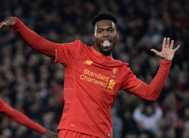 Daniel Sturridge celebrates against Spurs.
