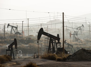 Pumpjacks extract oil from an oilfield in Kern County, California, where about 15 billion barrels of oil could be extracted using hydraulic fracturing.