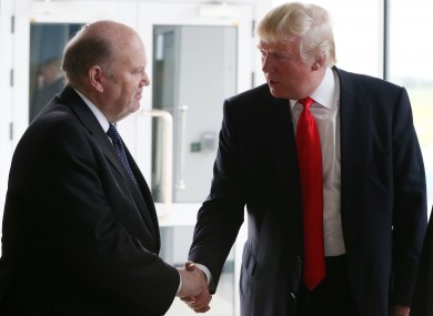 Finance Minister Michael Noonan with Donald Trump in 2014.