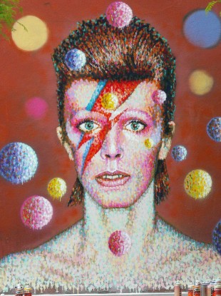 A 2013 David Bowie mural painted in London marking the 40th release of Aladdin Sane.