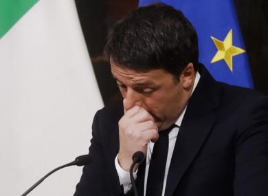 Italian Premier Matteo Renzi speaks during a press conference at the premier's office Chigi Palace in Rome, early today.