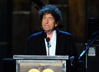 Bob Dylan accepting the MusiCares Person of the Year award in 2015.