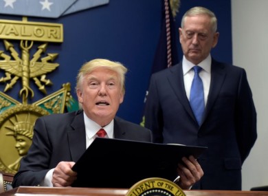 President Donald Trump with Defense Secretary James Mattis at the Pentagon in Washington on, Friday
