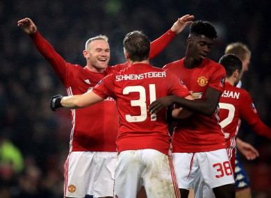 Manchester United's Bastian Schweinsteiger celebrates scoring his side's fourth goal.