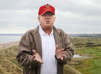 Trump pictured at his Aberdeenshire golf resort, in Scotland.