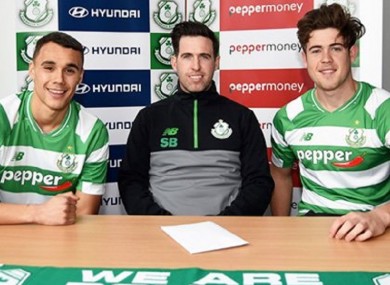 Burke (left) and Bone (right) with head coach Stephen Bradley.