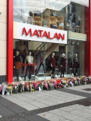 Floral tributes at the scene of the double murder.