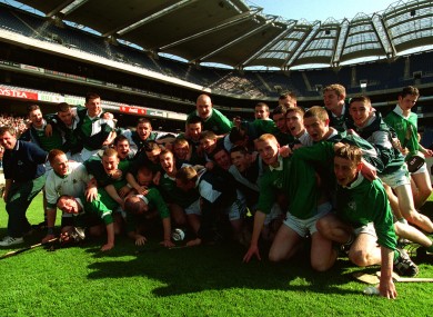 The St Colman's team celebrating their 2001 Croke Cup final win.
