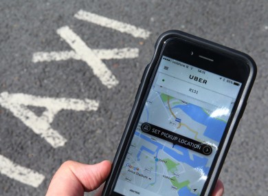 View of Uber app.