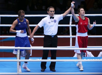 Taylor celebrates after beating Jonas at London 2012.