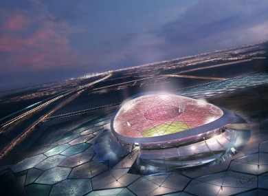 A computer image of the 'Lusail' stadium, designed by Biritish architect Norman Foster, for the FIFA World Cup 2022, to be built in Doha.