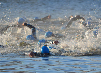 (File photo): Swimmers taking part in a triathlon.