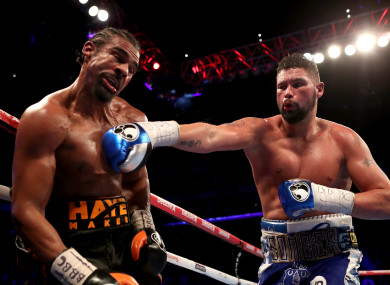 Bellew landing a punch on Haye back in March.