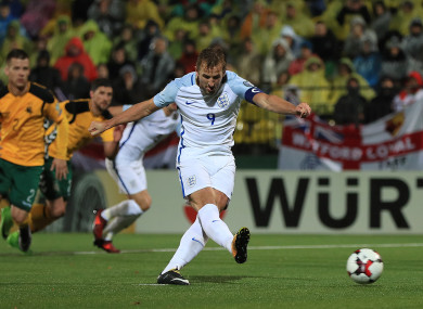 England's Harry Kane scores from the penalty spot.