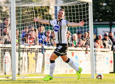 Robbie Benson celebrates scoring for Dundalk.