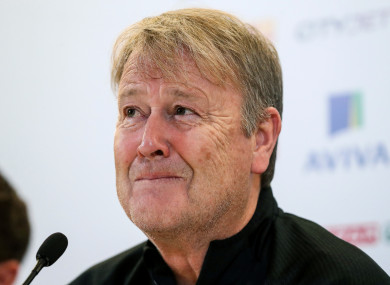 Denmark manager Age Hareide pictured at today's press conference.