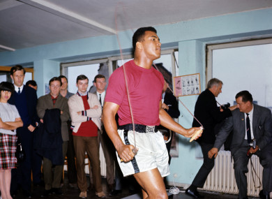 Muhammad Ali trains for a bout in 1966.