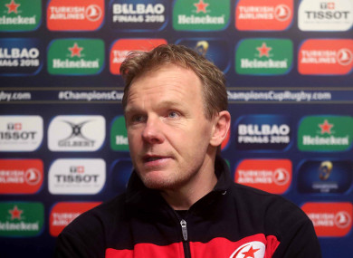 Mark McCall at the post-match press conference following Saracens' Champions Cup defeat to Clermont-Auvergne.