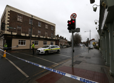 Gardai at the scene of the shooting yesterday.