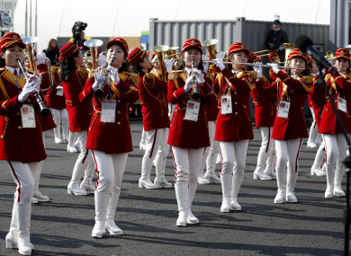 North Koreans arriving at the Olympic Village in Gangneung