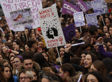 The International Women's Day protest in Madrid, Spain today