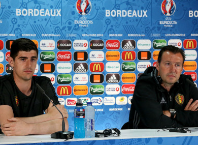 Thibaut Courtois and Marc Wilmots at Euro 2016