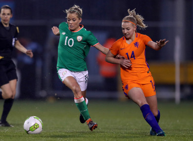 Ireland's Denise O'Sullivan and Jackie Groenen of Holland.