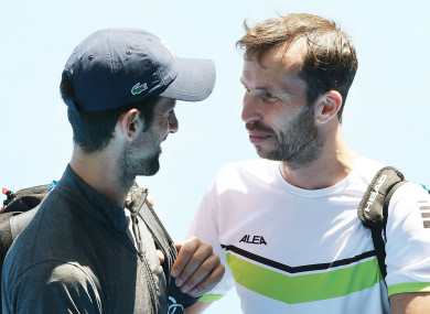 Novak Djokovic and Radek Stepanek at the Australian Open