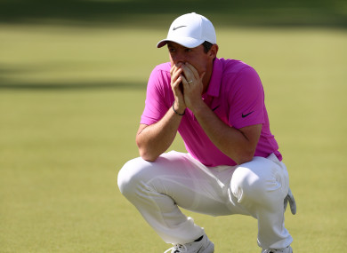 Rory McIlroy reacts during day four of the 2018 BMW PGA Championship.