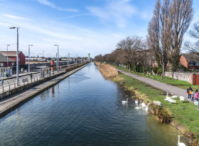 Looking down the Grand Canal from Drimnagh Luas stop.