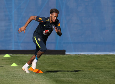 Neymar in training at Brazil's World Cup base in Sochi.