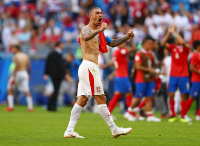 Kolarov celebrates at the final whistle.