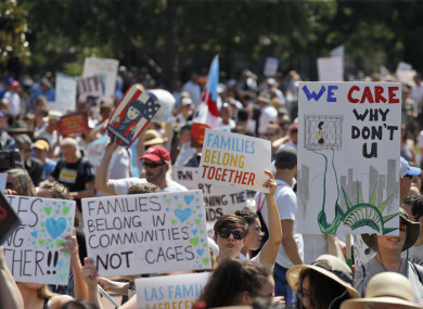 Activists protest the Trump administration's approach to illegal border crossings and separation of children from immigrant parents in Lafayette Square across from the White House in Washington DC.