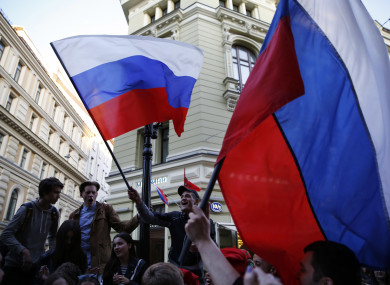 Fans celebrating the start of the World Cup in Russia.