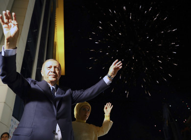 Erdogan celebrates victory.