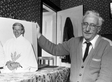 Father Niall Molloy's brother Billy, with a photo of the priest in 1986.