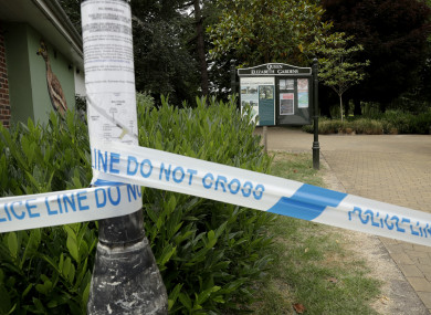Police tape cordons off the Queen Elizabeth Gardens park in Salisbury.