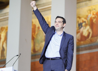 Alexis Tsipras of Syriza upon his election as Prime Minister in 2015.