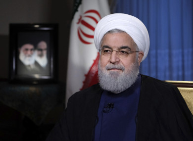 President Hassan Rouhani addresses the nation in a televised speech in Tehran, Iran, Monday, 6 Aug