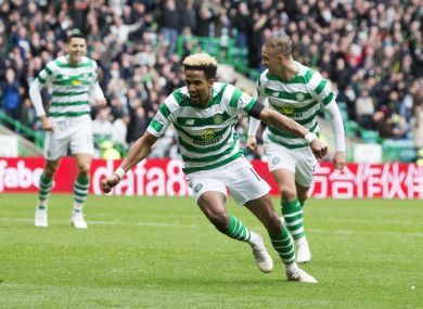 Scott Sinclair celebrates giving Celtic the lead against Aberdeen at Parkhead.