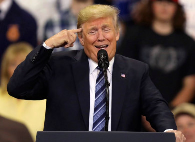 US President Donald Trump speaks at a rally at the Rimrock Auto Arena in Billings, Montana.