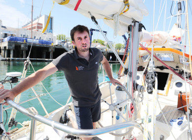 Gregor McGuckin on his yacht in Dun Laoghaire harbour before he sets off on the Golden Globe solo round the world race.