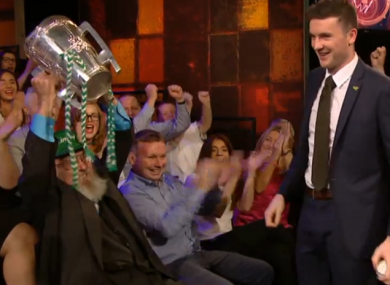 John Hunt lifts the Liam MacCarthy Cup.