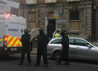 Gardaí outside the property in North Frederick Street as activists were being removed.