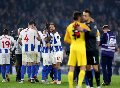 Glenn Murray celebrates with team-mates on Friday.
