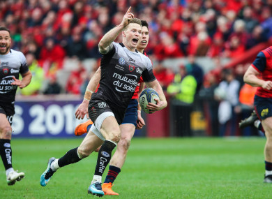 Ashton celebrates scoring against Munster last season.