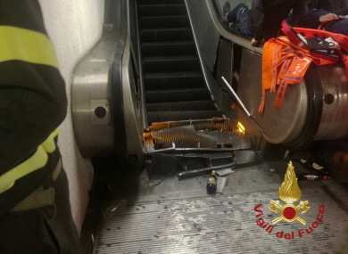 A view of the crashed escalator at the