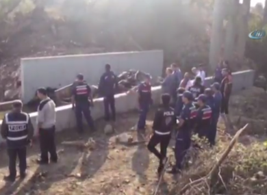 Police at the scene of the crash