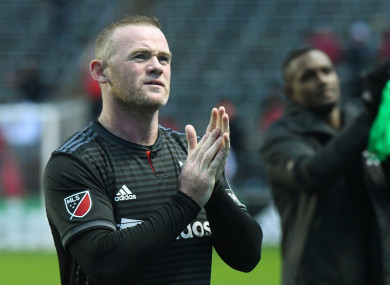 D.C. United forward Wayne Rooney (9) reacts after a game last weekend against the Chicago Fire.